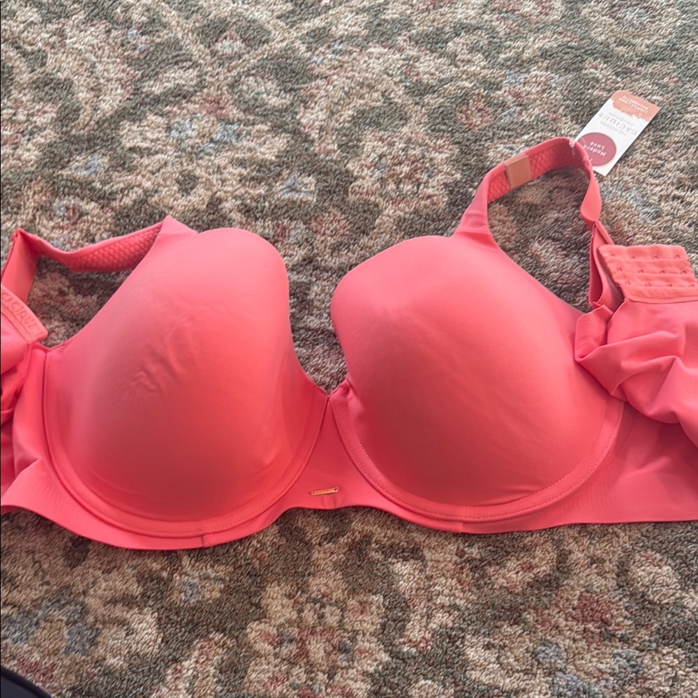 Cacique lightly lined balconette  Bra in Coral Pink size 44DDD very comfortable